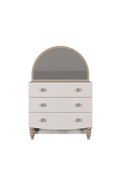 danube Caramel 3-Drawer Dresser with Mirror - White/Brown, Engineered Wood, Kids Furniture, 90x41.8x137.6cm