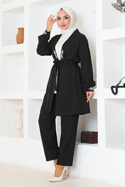 Modamihram Stone Detailed Suit Black Msw19203-1