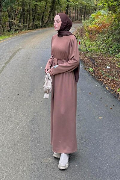 lamelif Φόρεμα με λεπτομέρεια Arma σε απαλό καφέ