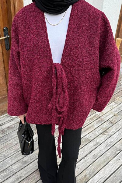 lamelif Tie-Up Kimono Burgundy