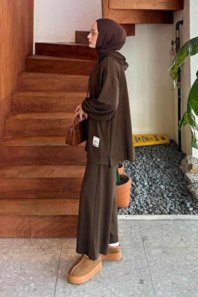 lamelif Arma Detailed Double Suit Bitter Brown