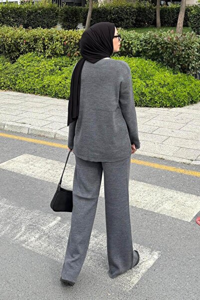 lamelif Cardigan Suit with Pockets Gray