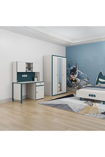 danube Knight 4-Drawer Dresser for Kids - White/Teal Blue, Engineered Wood, 2-Year Warranty, 59.8x43x87cm