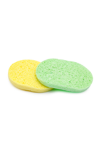 global fashion Set of 2, facial cleansing sponge, oval, green/yellow