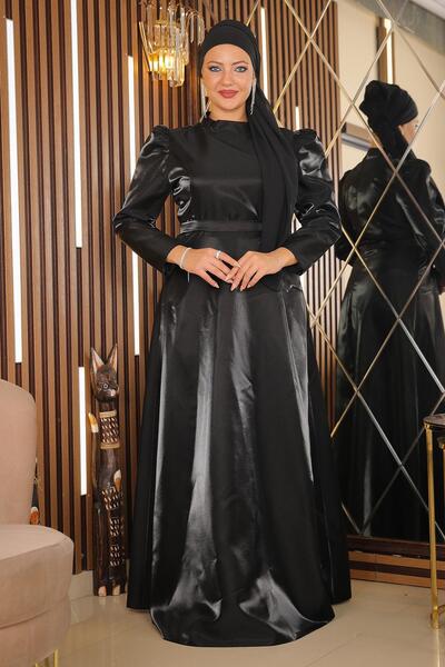 Modamihram Чорна вечірня сукня великого розміру з підтягнутими плечима MSW19128-1