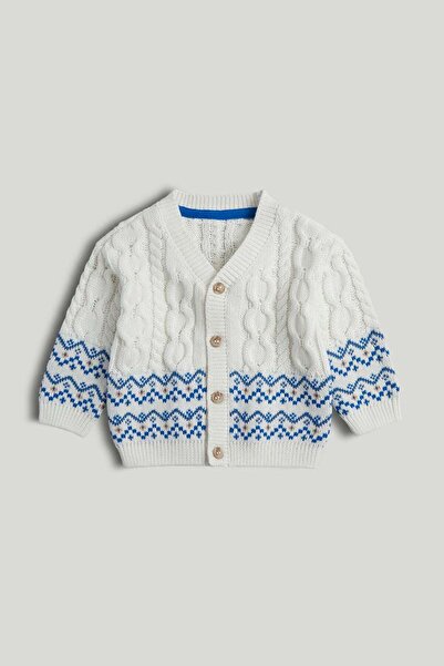 MOTHERCARE White Fair Isle Knitted Cardigan