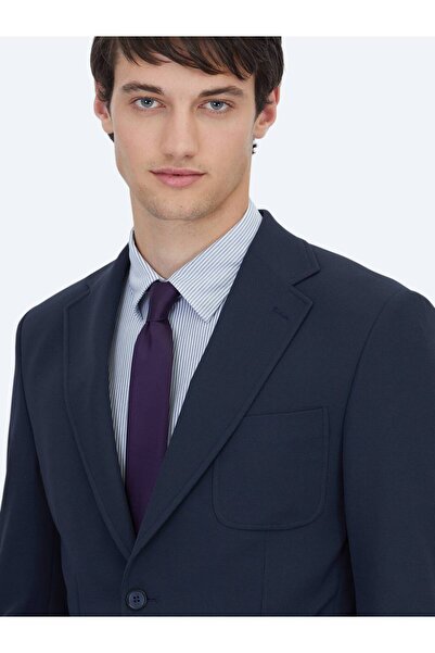 Kip Navy Plain Fitted Fit Knitted Suit