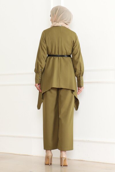 Modamihram Belt Detailed Suit Khaki Msw19001-4