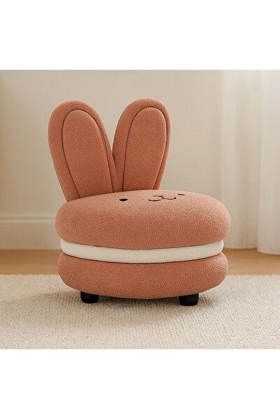 danube Bunny Macaron Kids Chair - Pink & White Fabric, Wooden 1-Seater, 42.5x...