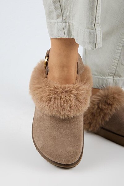 Manijero Antonella Fur Women's Genuine Leather Back Strap Platform Sabo Mink Sandals