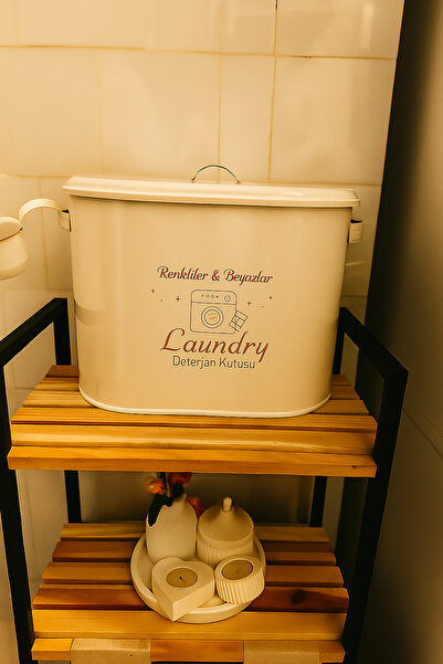 Orvila Metal Bölmeli Deterjan Kutusu – Kapaklı Çamaşır Deterjanı Saklama Kabı