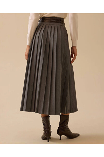 SEÇİL Belt Detailed Pleated Skirt