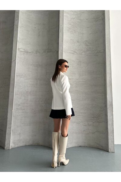 solena sln Women's Buttoned Waist-Fitted Classic Blazer Jacket