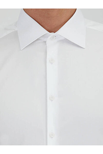 Kip White Plain Slim Fit Woven Classic 100% Cotton Shirt
