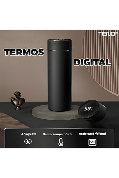hoffmans Termos Smart 500 ml - Afisaj Digital Temperatura, Ecran Touch, Pastrare Cald/Rece, Sita + Infuzor