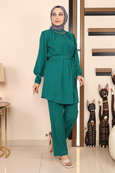 Modamihram Chain Detailed Suit Emerald Msw19140-4