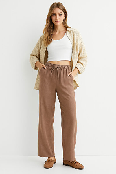 Rich Women's Mink High Waist Elastic Wide Leg Trousers-Multicolour 25