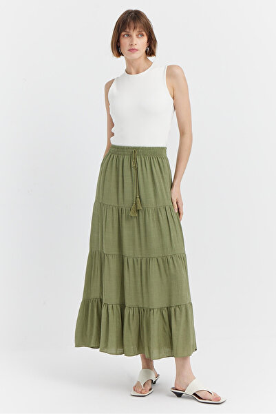 PAULMARK Women's Elastic Waist Long Skirt