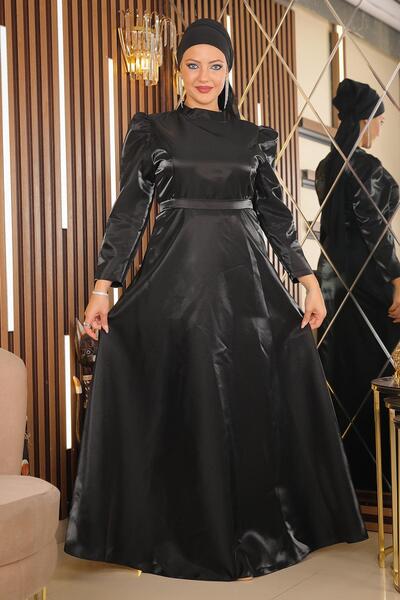 Modamihram Чорна вечірня сукня великого розміру з підтягнутими плечима MSW19128-1