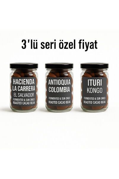 RAWTOWN Colombia, Kongo, El Salvador - Kakao Çekirdeği - 3x100 gr ( Roasted Cacao Bean )