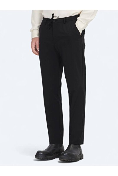 Kip Black Woven Jogging Fit Casual Trousers