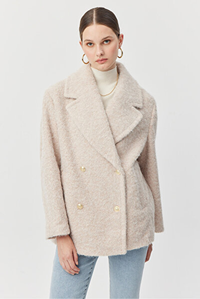 PAULMARK Kadın Kruvaze Buklet Kısa Kaban