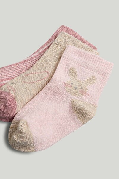 MOTHERCARE 3 Pack Pink Bunny Baby Socks