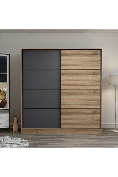 Minar Kale210Y 2K Sürgülü Dolap 220G - Dore Antrasit Dore
