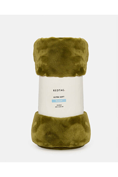 REDTAG Green Flannel Blanket (Double Size)