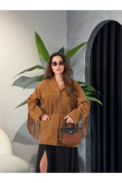 By Merve Darende Püskül Detaylı Premium Süet Ceket