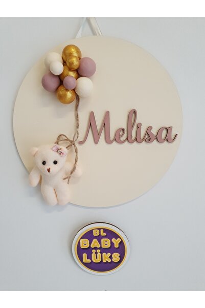 BL Baby Lüks Bubble Yuvarlak Bebek Kapı süsü, Hastane Süsü, İsimlik Krem