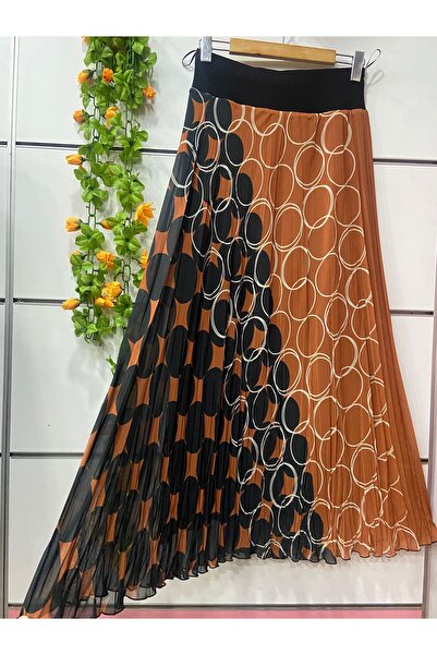 edu collection Patterned Chiffon Bell Skirt with Lining