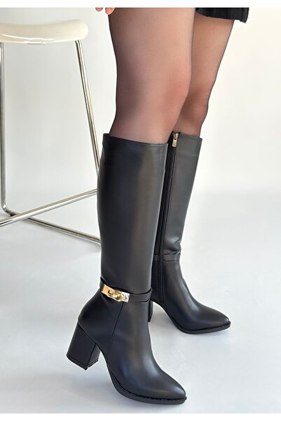Erbilden Jeoli black leather high heel boots