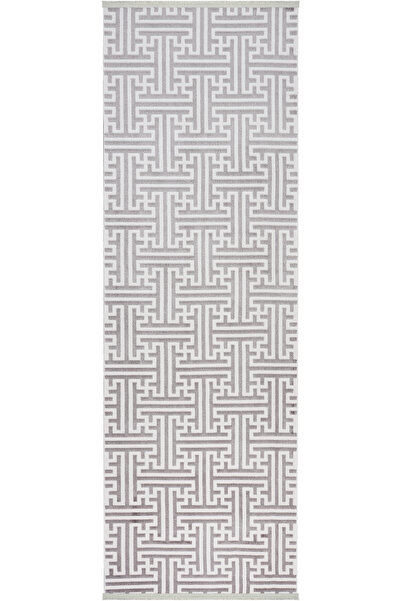 Cool Halı Lena Gray Anthracite Laser Cut Acrylic Carpet Runner Maze Pattern Soft Entrance Hallway Corridor Carpet