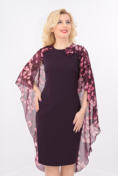 Vanessa Line RO Purple fitted dress with veil cape