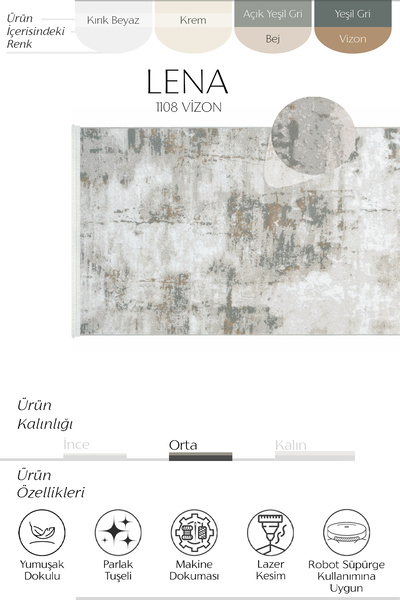 Cool Halı Lena Mink Gray Laser Cut Entrance Hallway Carpet Runner Acrylic Satin Look Modern Long Carpet