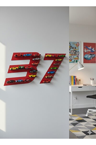 TOTTERİQ 37 plaka araba koleksiyon rafı kırmızı