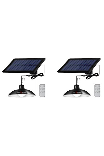 BZRSH Set de 2 lămpi cu bec LED și panou solar detașabil, 15W, telecomandă, BZRSH, senzor de lumină, 3