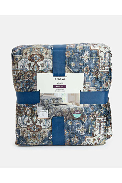 REDTAG Grey 3 Piece Velvet Quilt (King Size)