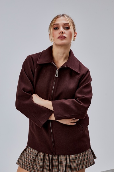 Bolivente Acı Kahve Oversized Zippered Cashmere Jacket