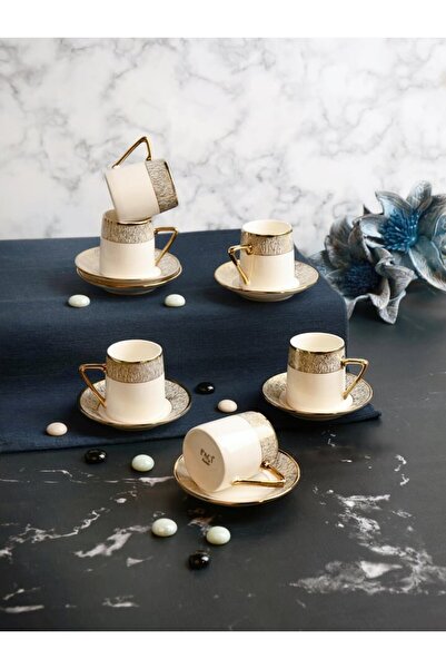 Paçi Embossed Gilded 6-Person Coffee Cup Set