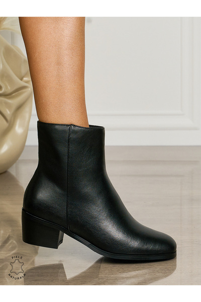 ANGEL BLUE Botine DAMA din PIELE NATURALA CU TOC GROS CRL1506 black