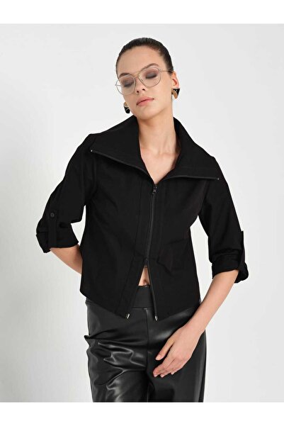 roibyardaözmen Pamuk,Fermuarlı,Oturumlu Gömlek-Siyah