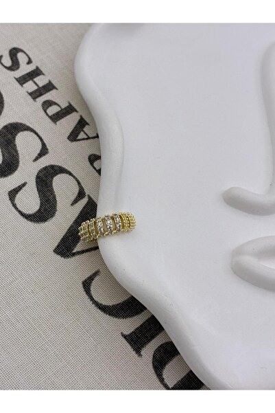 Hedef Bijuteri Gold Color Thick Hoop Zircon Stone Cartilage Earring Earcuff