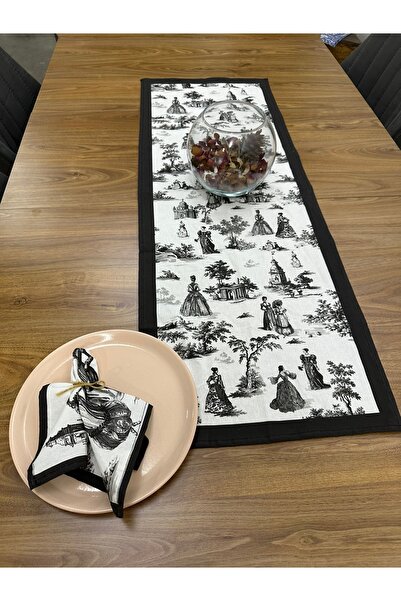 Elvya Toile De Jouy Paris Runner 40X110 cm |   100% Cotton Digital Printed Tablecloth |   Classic French Style