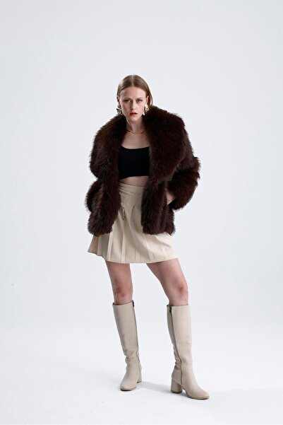 VAPUR TEKSTİL Leather belted fur coat - brown