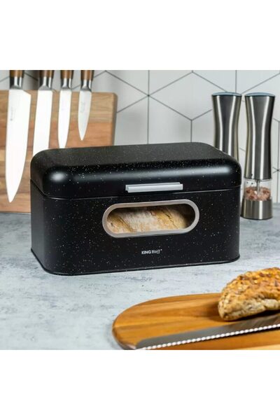 Kinghoff Bread box, made of steel, marbled black,