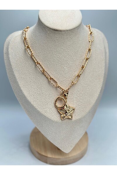 MyladyAccessoriess قلادة على شكل نجمة وردة (فولاذ)