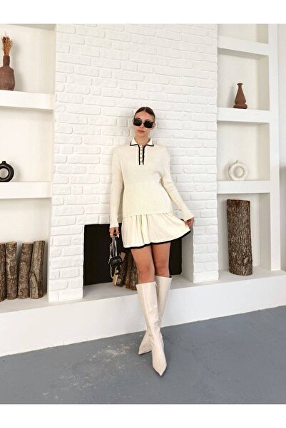 Abalı Yeni sezon triko 2li kışlık etekli takım Yumuşak yün iplik Hamwi Nara m...