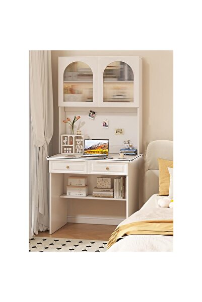 KEKE طاولة كمبيوتر حديثة متعددة الوظائف، مكتب منزلي، محطة عمل للكتابة مع أدرا...